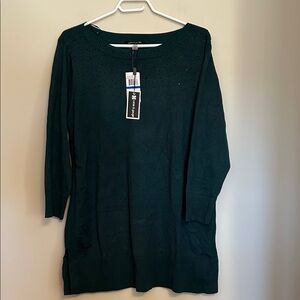 Cable & Gauge teal embellished pullover rayon/polyester  sweater size XL new/tag